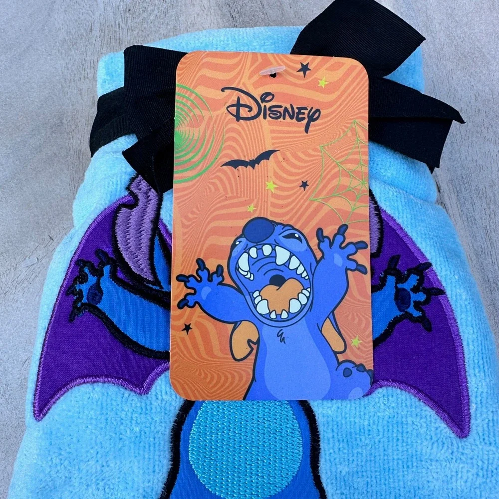 Disney Stitch Halloween Vampire Bat 2 Pack Hand Towels Blue Purple Cotton New